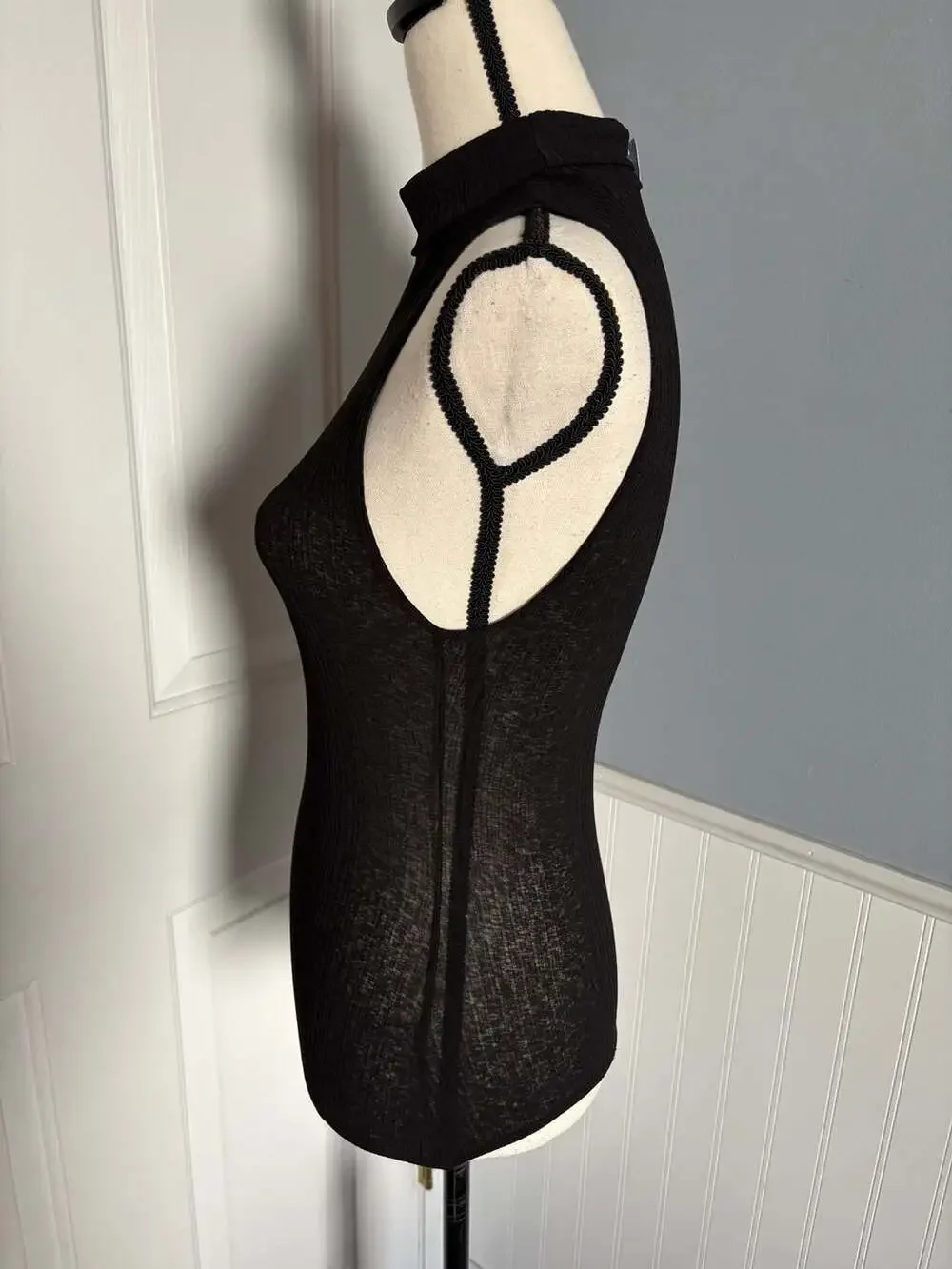 Free People Intimately Black Ribbed Sleeveless Turtleneck Bodysuit Size S NWT